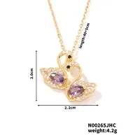 Elegant Lady Swan 304 Stainless Steel Copper Plating Inlay Zircon Rhodium Plated Women's Pendant Necklace sku image 1