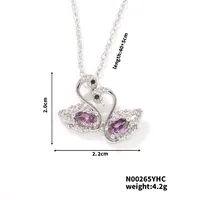 Elegant Lady Swan 304 Stainless Steel Copper Plating Inlay Zircon Rhodium Plated Women's Pendant Necklace sku image 2