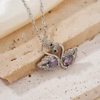 Elegant Lady Swan 304 Stainless Steel Copper Plating Inlay Zircon Rhodium Plated Women's Pendant Necklace main image 6