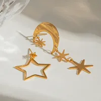 1 Pair Simple Style Classic Style Star Moon 304 Stainless Steel Drop Earrings main image 7