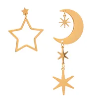 1 Pair Simple Style Classic Style Star Moon 304 Stainless Steel Drop Earrings main image 9