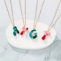 Casual Elegant Cute Letter 304 Stainless Steel Copper Enamel Plating K Gold Plated Women's Pendant Necklace main image 6