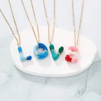 Casual Elegant Cute Letter 304 Stainless Steel Copper Enamel Plating K Gold Plated Women's Pendant Necklace main image 5