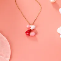 Casual Elegant Cute Letter 304 Stainless Steel Copper Enamel Plating K Gold Plated Women's Pendant Necklace main image 8