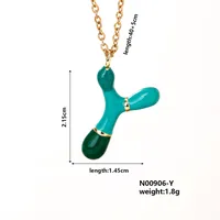 Casual Elegant Cute Letter 304 Stainless Steel Copper Enamel Plating K Gold Plated Women's Pendant Necklace sku image 25