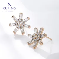 1 Pair Vintage Style Xuping Flower Plating Inlay Copper Alloy Artificial Gemstones 18k Gold Plated Ear Studs main image 2