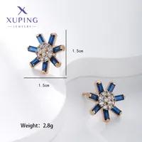 1 Pair Vintage Style Xuping Flower Plating Inlay Copper Alloy Artificial Gemstones 18k Gold Plated Ear Studs main image 5