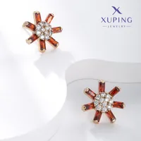 1 Pair Vintage Style Xuping Flower Plating Inlay Copper Alloy Artificial Gemstones 18k Gold Plated Ear Studs main image 4