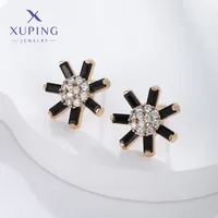 1 Pair Vintage Style Xuping Flower Plating Inlay Copper Alloy Artificial Gemstones 18k Gold Plated Ear Studs main image 3