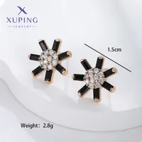 1 Pair Vintage Style Xuping Flower Plating Inlay Copper Alloy Artificial Gemstones 18k Gold Plated Ear Studs sku image 3