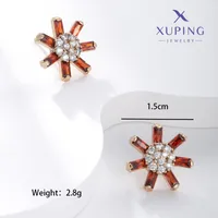 1 Pair Vintage Style Xuping Flower Plating Inlay Copper Alloy Artificial Gemstones 18k Gold Plated Ear Studs sku image 2