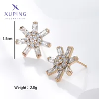 1 Pair Vintage Style Xuping Flower Plating Inlay Copper Alloy Artificial Gemstones 18k Gold Plated Ear Studs sku image 4