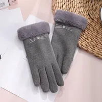 Wholesale And Retail German Velvet Gloves Korean Version Of Wool Mouth Thickened Warm Gloves Outdoor Riding Ladies Plus Velvet Gloves Wool Mouth sku image 2