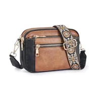 In Stock  Hot Sale Quilted Embroidered Plaid Color Matching Retro Shoulder Bag Zipper Shoulder Strap Messenger Bag Wallet Small Square Bag sku image 14