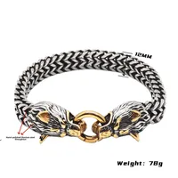 Stainless Steel Men's Bracelet Titanium Steel Hip-hop Bracelet Nordic Domineering Wolf Head Viking Chain main image 3
