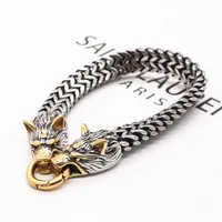 Stainless Steel Men's Bracelet Titanium Steel Hip-hop Bracelet Nordic Domineering Wolf Head Viking Chain main image 4
