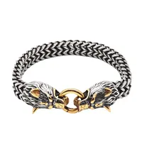 Stainless Steel Men's Bracelet Titanium Steel Hip-hop Bracelet Nordic Domineering Wolf Head Viking Chain main image 5