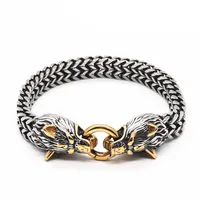 Stainless Steel Men's Bracelet Titanium Steel Hip-hop Bracelet Nordic Domineering Wolf Head Viking Chain sku image 4