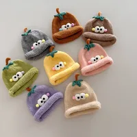 Personality Trendy Child Knitted Hat Funny Big Eyes Curling Woolen Cap New Autumn And Winter Children's Warm Hat Sleeve Cap main image 1
