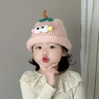 Personality Trendy Child Knitted Hat Funny Big Eyes Curling Woolen Cap New Autumn And Winter Children's Warm Hat Sleeve Cap main image 2