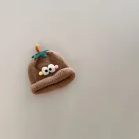 Personality Trendy Child Knitted Hat Funny Big Eyes Curling Woolen Cap New Autumn And Winter Children's Warm Hat Sleeve Cap main image 3