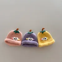 Personality Trendy Child Knitted Hat Funny Big Eyes Curling Woolen Cap New Autumn And Winter Children's Warm Hat Sleeve Cap main image 4