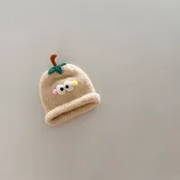 Personality Trendy Child Knitted Hat Funny Big Eyes Curling Woolen Cap New Autumn And Winter Children's Warm Hat Sleeve Cap sku image 5