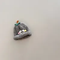 Personality Trendy Child Knitted Hat Funny Big Eyes Curling Woolen Cap New Autumn And Winter Children's Warm Hat Sleeve Cap sku image 6