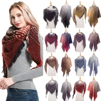 Amazon Hot European And American Autumn And Winter New Herringbone Pattern Small Plaid Bristle Square Scarf Split Triangle Shawl Scarf main image 1