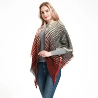 Amazon Hot European And American Autumn And Winter New Herringbone Pattern Small Plaid Bristle Square Scarf Split Triangle Shawl Scarf main image 3