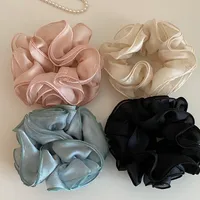 French Rose Manor Soft Yarn Flower Hairband Internet Celebrity 2024 New Sweet Low Ponytail Tie-up Hair Rubber Band For Women main image 1