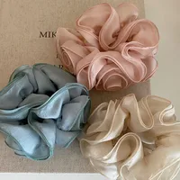 French Rose Manor Soft Yarn Flower Hairband Internet Celebrity 2024 New Sweet Low Ponytail Tie-up Hair Rubber Band For Women main image 4