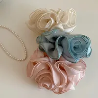 French Rose Manor Soft Yarn Flower Hairband Internet Celebrity 2024 New Sweet Low Ponytail Tie-up Hair Rubber Band For Women main image 5