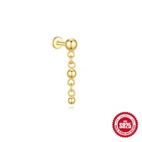 New S925 Sterling Silver Water Drop Earrings Flat Spiral Puncture Ear Bone Stud Diamond-Embedded High-Grade Love Ear Rings Women sku image 4