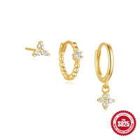 S925 Sterling Silver Classic Eight Awn Star Rhinestone Earrings Suit Europe And America  Hot Selling Butterfly  Earrings Earrings For Women sku image 1