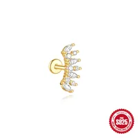New S925 Sterling Silver Water Drop Earrings Flat Spiral Puncture Ear Bone Stud Diamond-Embedded High-Grade Love Ear Rings Women sku image 9