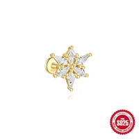 New S925 Sterling Silver Water Drop Earrings Flat Spiral Puncture Ear Bone Stud Diamond-Embedded High-Grade Love Ear Rings Women sku image 14