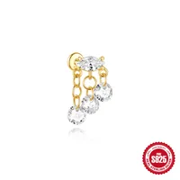 New S925 Sterling Silver Water Drop Earrings Flat Spiral Puncture Ear Bone Stud Diamond-Embedded High-Grade Love Ear Rings Women sku image 10