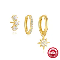 S925 Sterling Silver Classic Eight Awn Star Rhinestone Earrings Suit Europe And America  Hot Selling Butterfly  Earrings Earrings For Women sku image 4