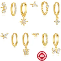 S925 Sterling Silver Classic Eight Awn Star Rhinestone Earrings Suit Europe And America  Hot Selling Butterfly  Earrings Earrings For Women main image 4