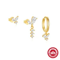 S925 Loving Heart In Sterling Silver Zircon Petal Stud Earrings Eardrop Earring Suit Best Seller In Europe And America Classic Five-Pointed Star Earrings Female sku image 4