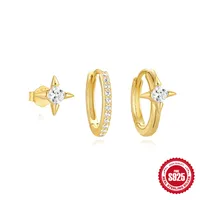 S925 Loving Heart In Sterling Silver Zircon Petal Stud Earrings Eardrop Earring Suit Best Seller In Europe And America Classic Five-Pointed Star Earrings Female main image 4