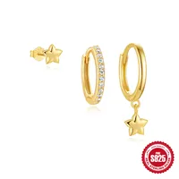 S925 Loving Heart In Sterling Silver Zircon Petal Stud Earrings Eardrop Earring Suit Best Seller In Europe And America Classic Five-Pointed Star Earrings Female sku image 3