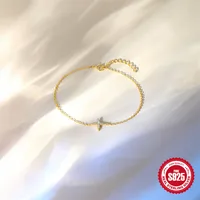 Classic S925 Sterling Silver Diamond Four Eight-Pointed Stars Slim Bracelet Women's Fashion Temperament Commute Hot Selling Element Bracelet Ornament main image 1