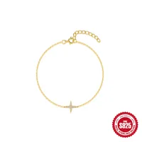 Classic S925 Sterling Silver Diamond Four Eight-Pointed Stars Slim Bracelet Women's Fashion Temperament Commute Hot Selling Element Bracelet Ornament main image 2