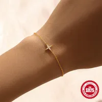 Classic S925 Sterling Silver Diamond Four Eight-Pointed Stars Slim Bracelet Women's Fashion Temperament Commute Hot Selling Element Bracelet Ornament main image 4