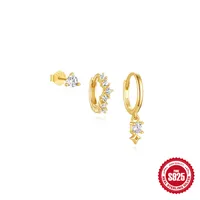 S925 Sterling Silver Inlaid Star Geometric Pendant Earrings Earring Set Best Seller In Europe And America Diamond Flower Stud Earrings sku image 1