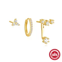 S925 Sterling Silver Diamond-Embedded Exquisite Six-Pointed Star Love Heart Stud Earrings Earrings Cross-Border Hot Selling XINGX Special-Interest Earrings Suit Women sku image 3