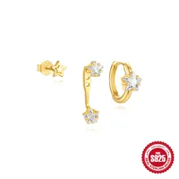 S925 Sterling Silver Diamond-Embedded Exquisite Six-Pointed Star Love Heart Stud Earrings Earrings Cross-Border Hot Selling XINGX Special-Interest Earrings Suit Women main image 3