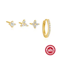 S925 Sterling Silver Inlaid Star Geometric Pendant Earrings Earring Set Best Seller In Europe And America Diamond Flower Stud Earrings sku image 2